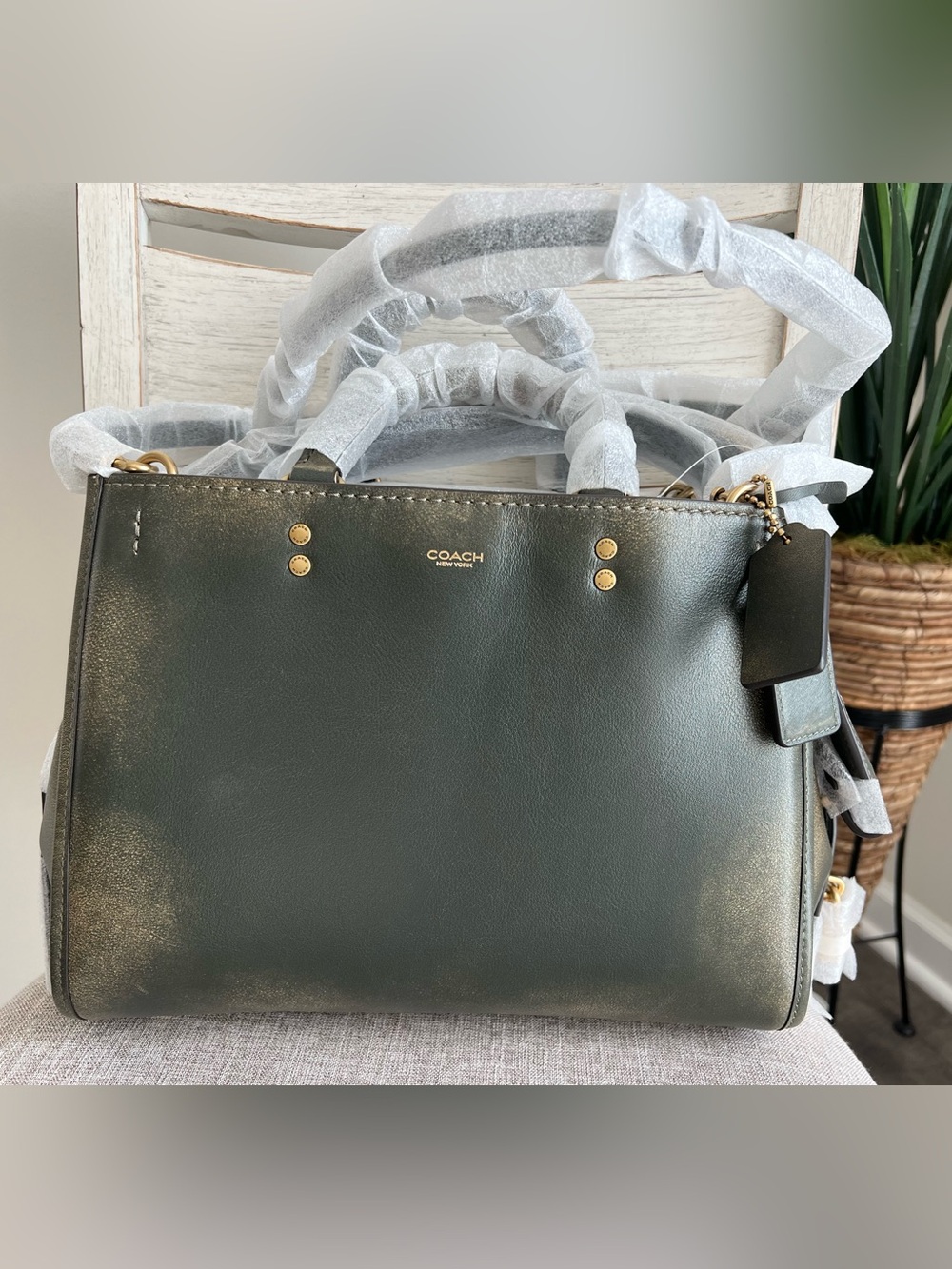 Coach Rogue 31 Green Loved Leather NWT